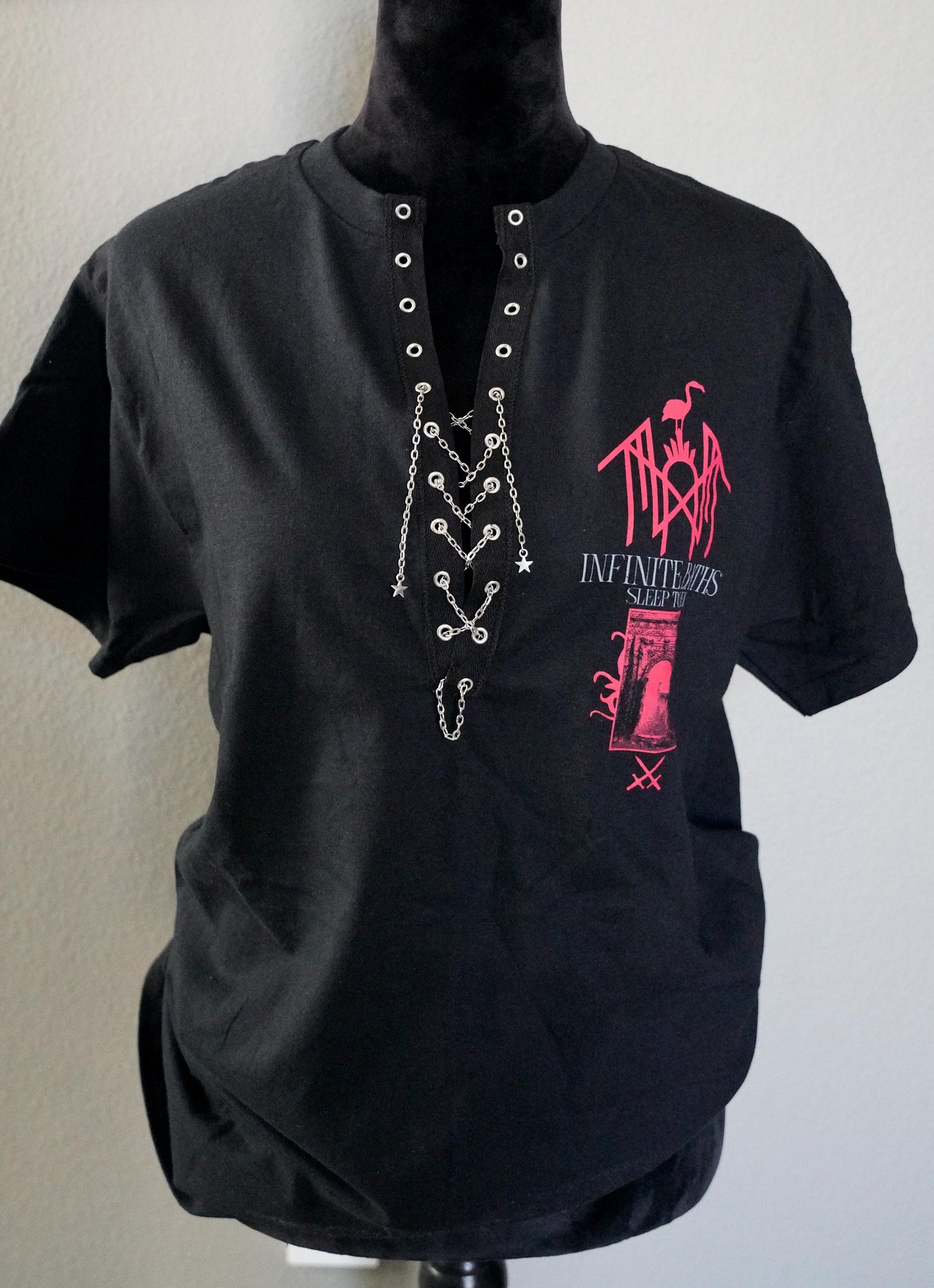 Sleep Token Lace-Up Band Tee: Upcycled Concert Shirt  Even In Arcadia Infinite Baths Visuals