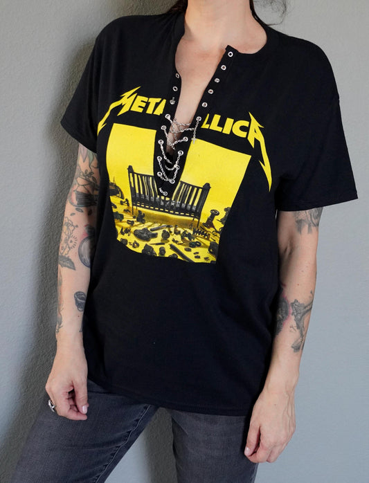 Metallica Lace-Up Band Tee: Upcycled Concert Shirt