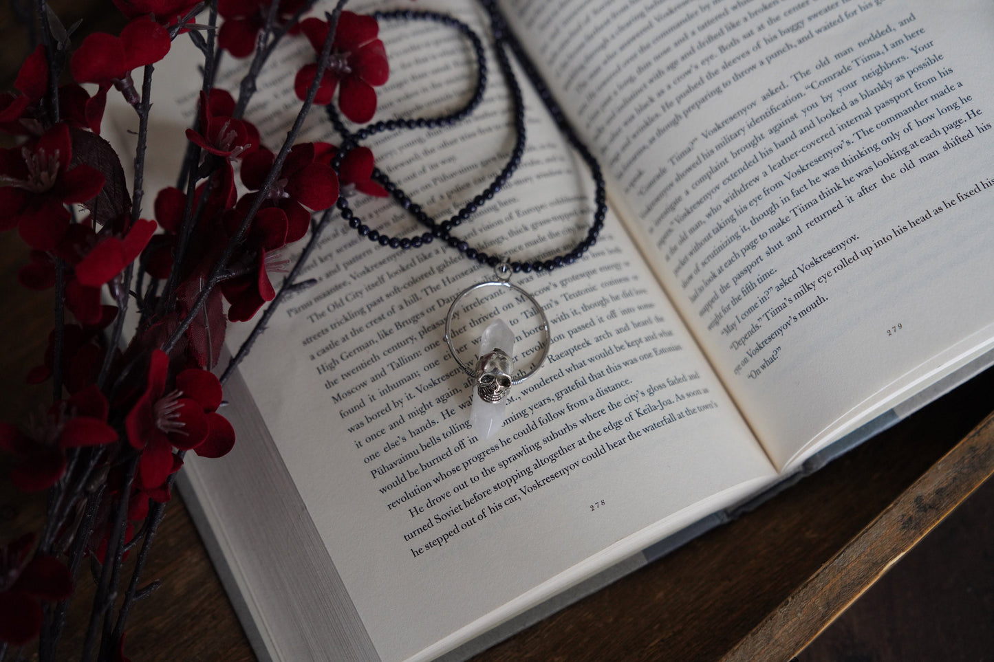Skull Crystal Jasper Beaded Necklace: Native Healing Stone