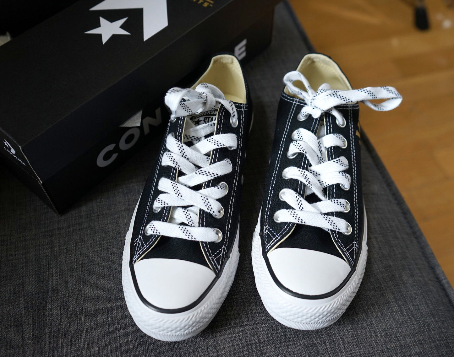 Vegas Golden Knights Converse Low Tops with Hockey Laces