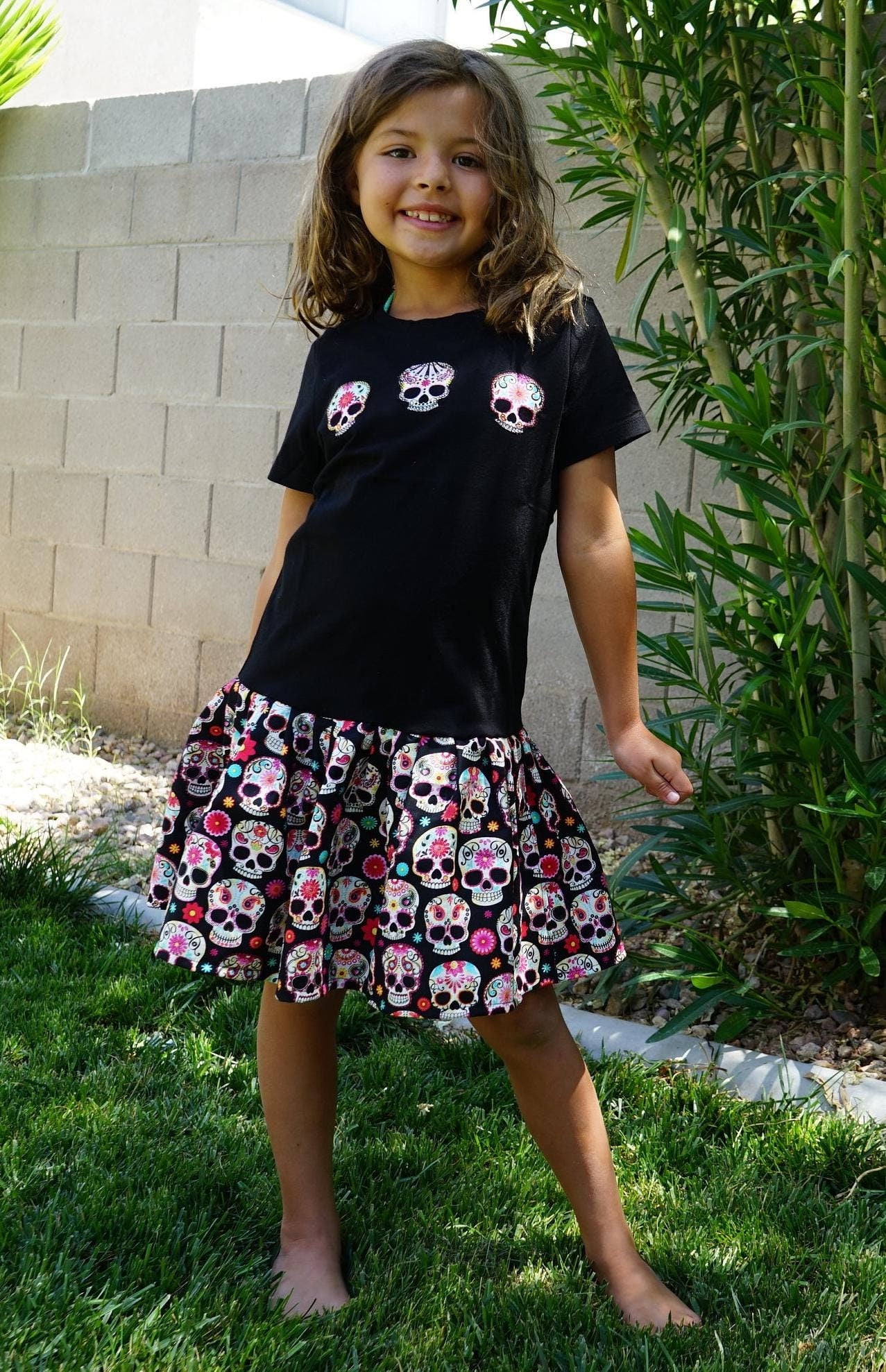 Olivia Paige - Little girls sugar skull rockabilly punk rock outfit Tattoo Dress  toddler