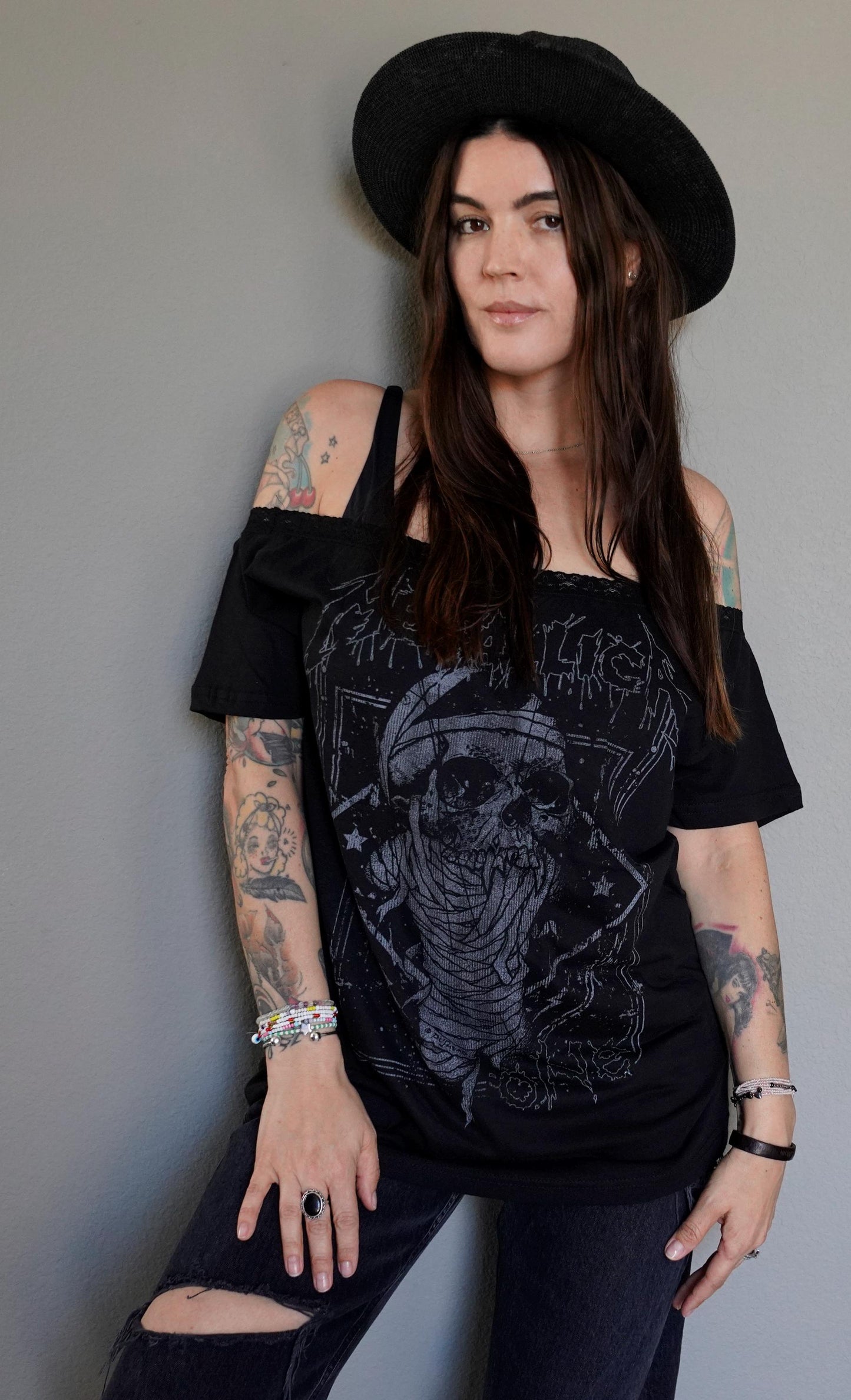 Lace-Up Metallica Band Tee: Upcycled Concert Shirt