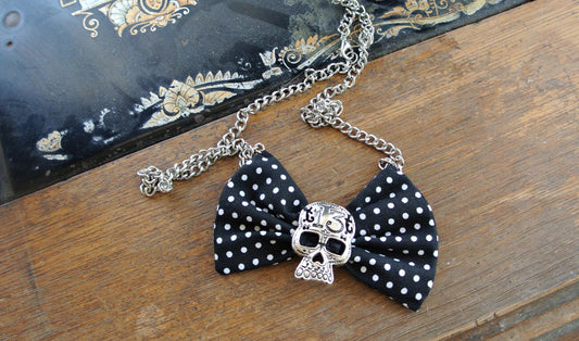 Olivia Paige- Black vintage Polka dot necklace Pin up rockabilly Sugar skull 13