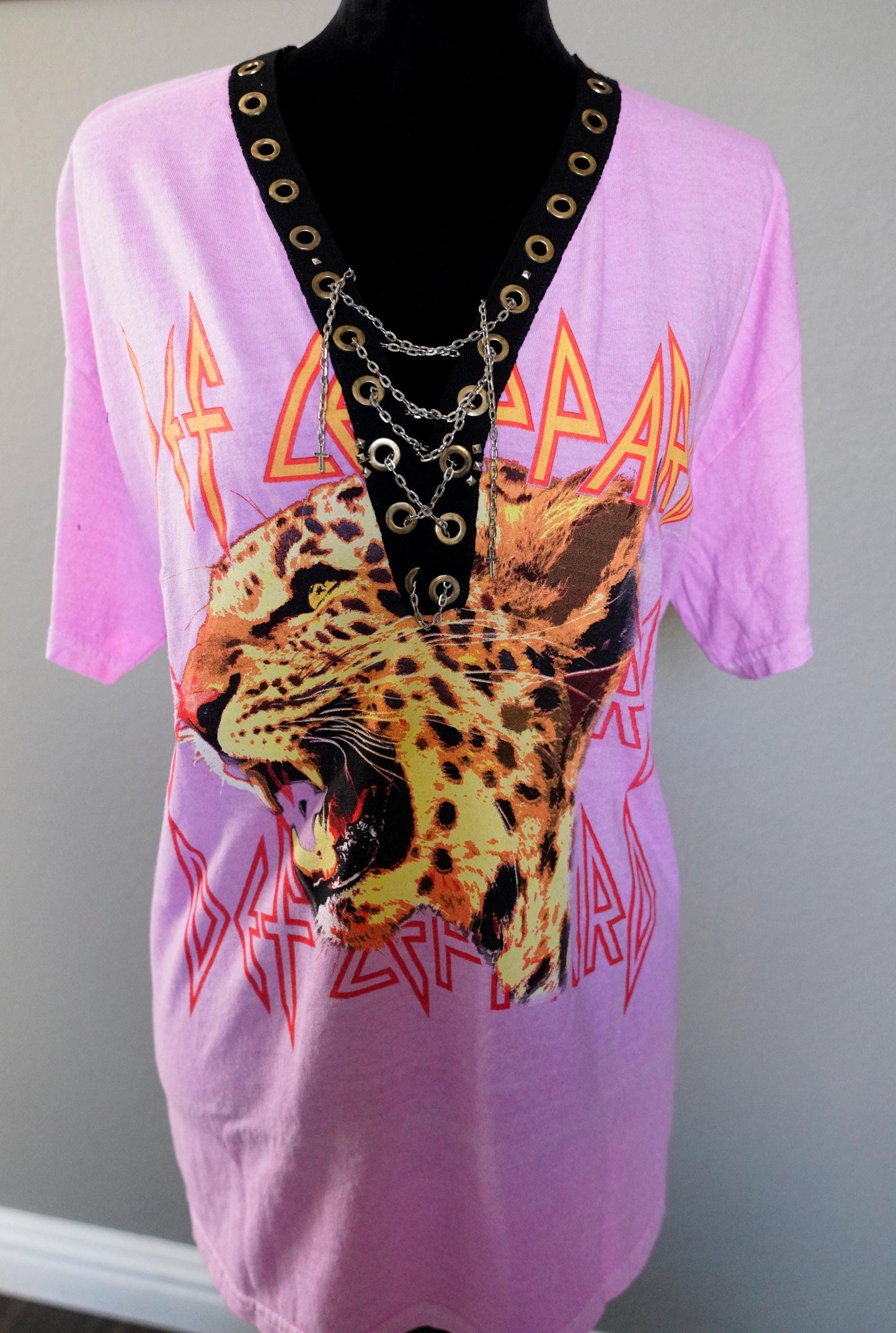 Def Leppard Hysteria Lace-Up Band Tee - Upcycled Concert Top